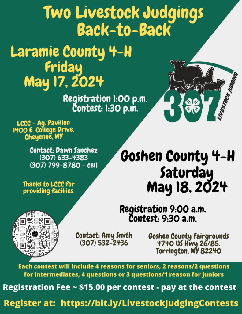 Laramie & Goshen counties livestock judging contests May 17-18, 2024